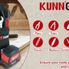A black heavy-duty tool pouch with a belt clip holds various tools like pliers, scissors, cutters, pencils, markers, screwdri