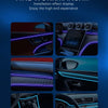 Close-up shots of a car interior featuring fine workmanship USB LED ambient light strips and display effects.