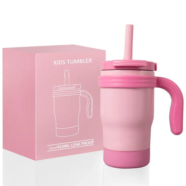 Kids Insulated Tumbler with Handle and Straw