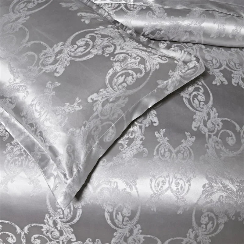 Silver Royal Luxury Duvet Cover Set with Pillowcases