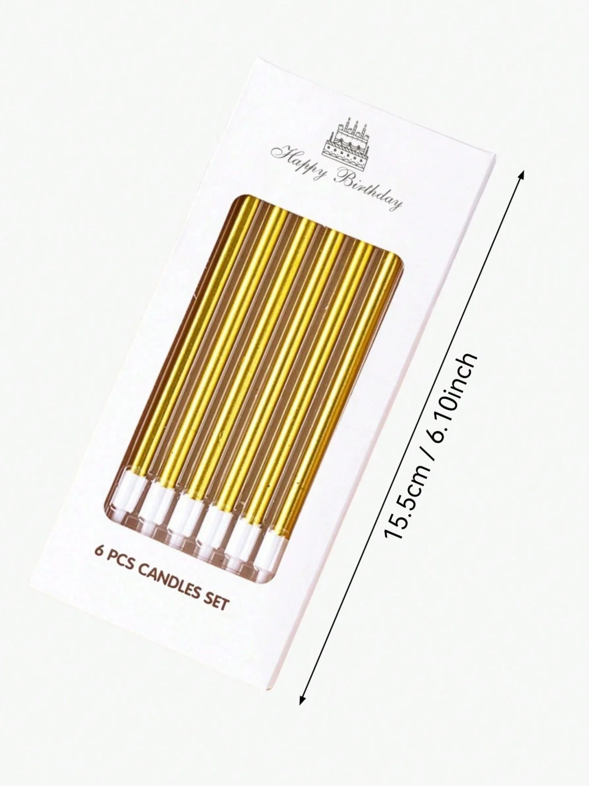 Elegant Gold Metallic Birthday Candles (Set of 6 or 12)