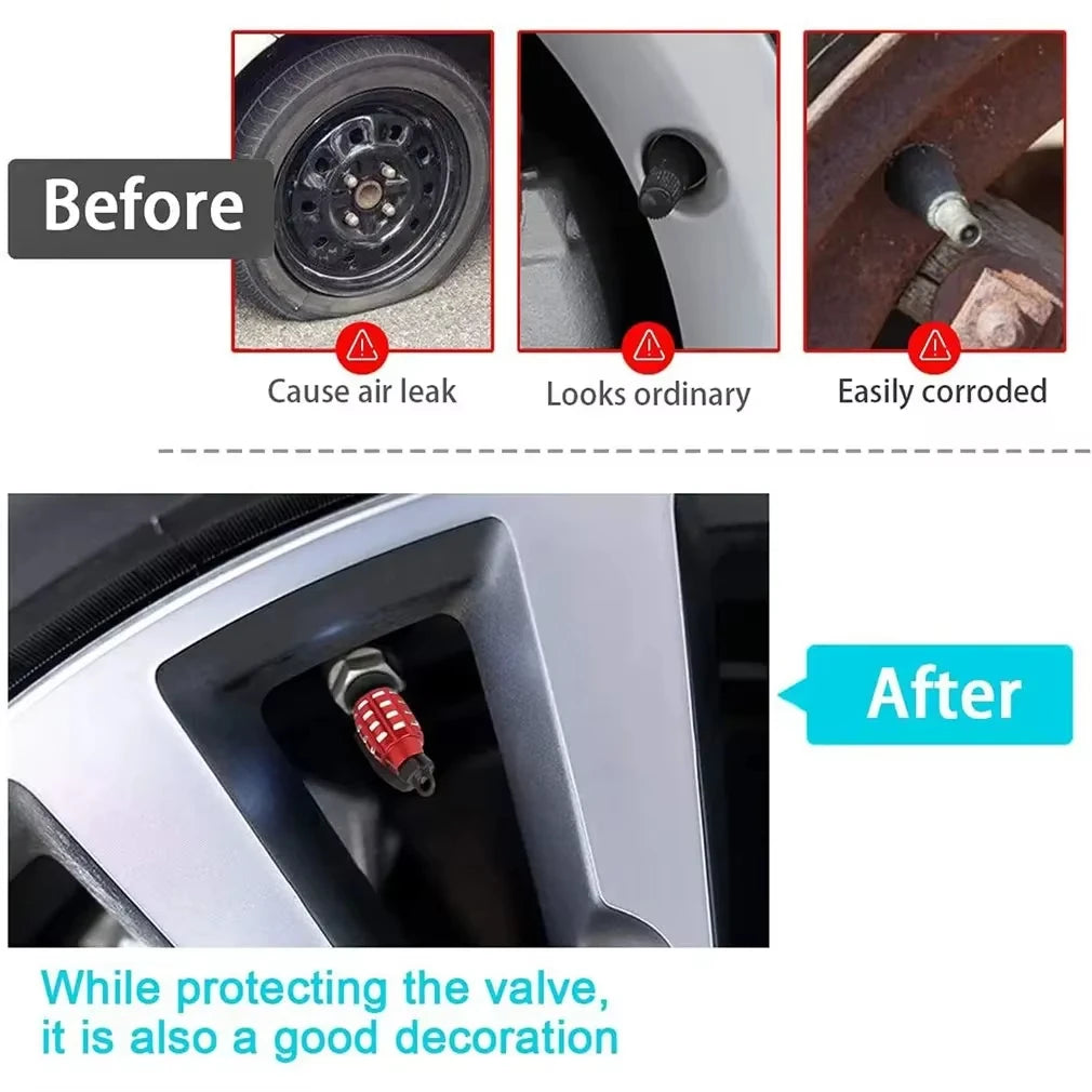 Aluminum Grenade-Style Tire Valve Caps (Set of 4)