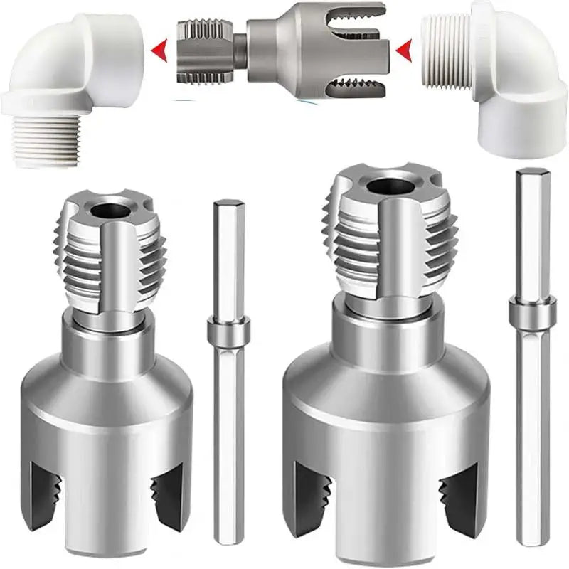 Electric Drill Compatible PVC Pipe Threader Kit for Internal and External Threads