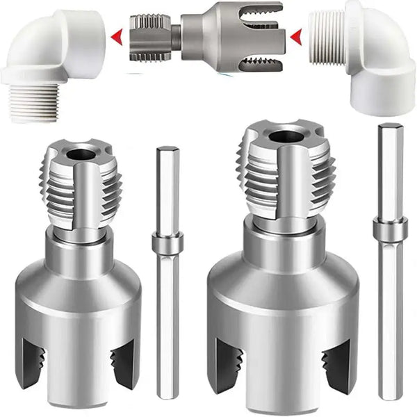 Electric Drill Compatible PVC Pipe Threader Kit for Internal and External Threads