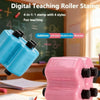 A set of four-in-one digital teaching roller stamps in blue and pink colors for practicing math operations.
