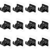 A set of two black self-adhesive no-drill curtain rod brackets.