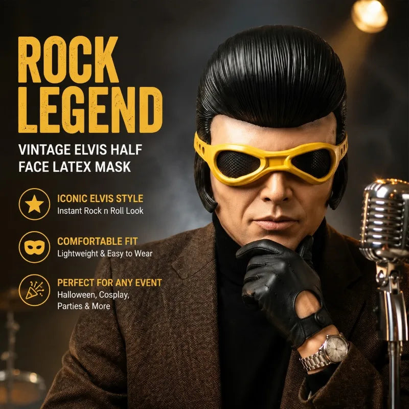 Elvis-Inspired Latex Half Face Mask