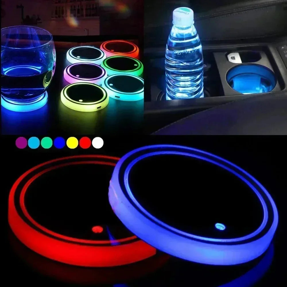 LED Cup Holder Coasters with 7 Color-Changing Lights