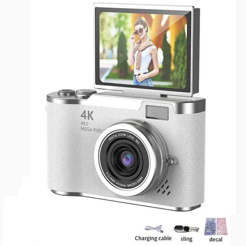 4K Digital Camera with 2.4-Inch Flip Screen and 48MP Sensor