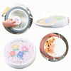 A set of pink and blue cotton scouring sponges for kitchen and household cleaning