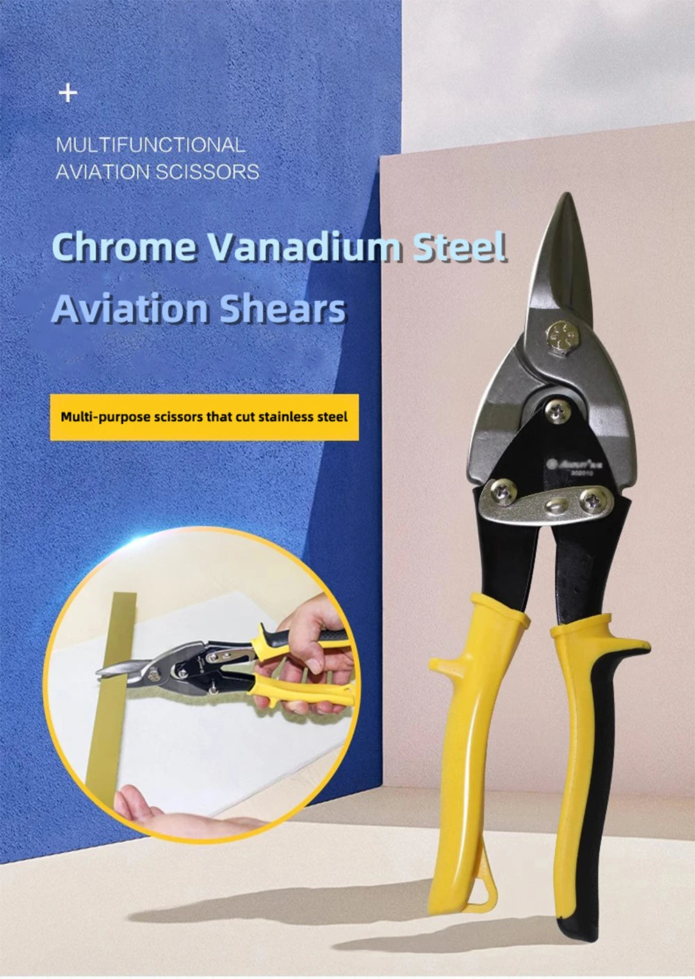 Heavy Duty Aviation Tin Snips – Chrome Vanadium Steel Sheet Metal Cutter