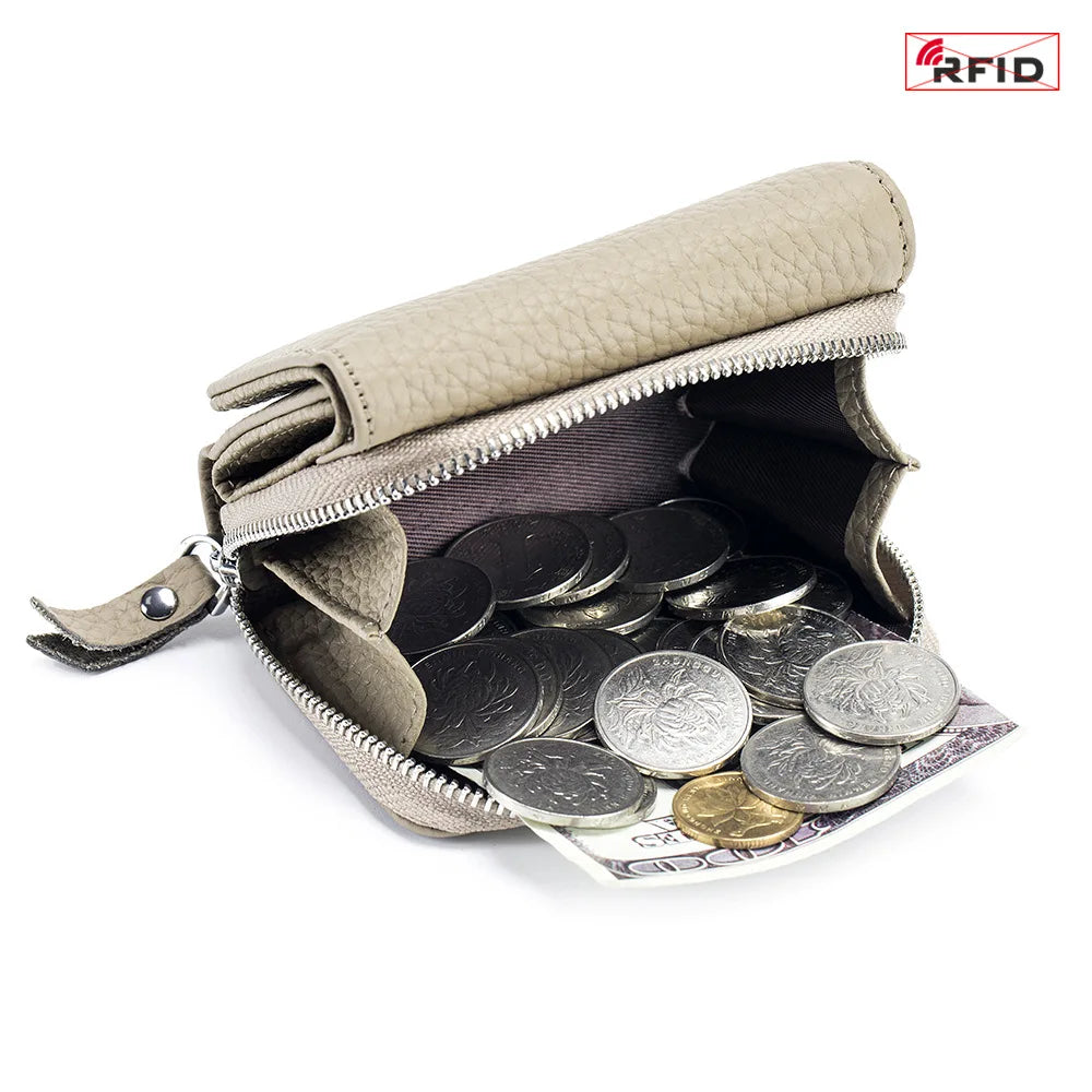 Genuine Leather Mini RFID Wallet for Women