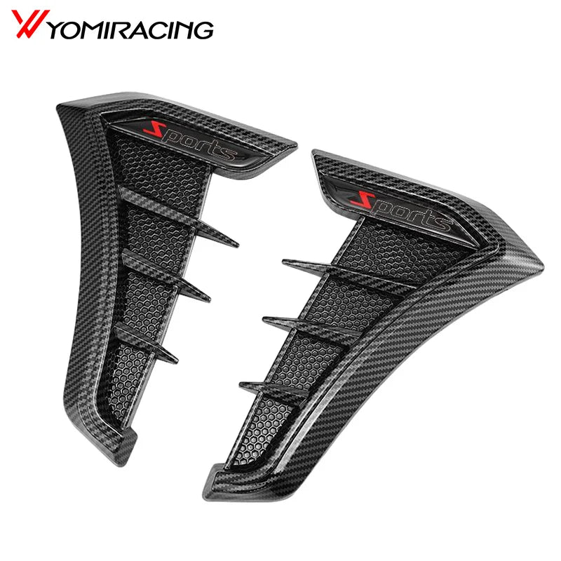 A pair of black sports TPU side vent covers for car styling.