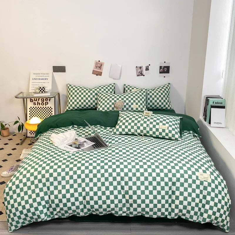 Black and White Plaid Duvet Cover Set with Pillowcases