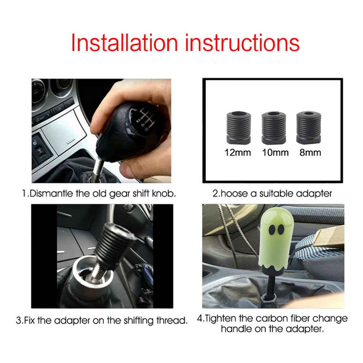 Ghost Style Universal Shift Knob with Thread Adapters