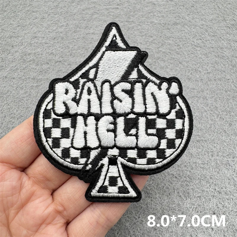 Black & White Racing Flag Embroidered Patches (Iron-On / Sew-On)