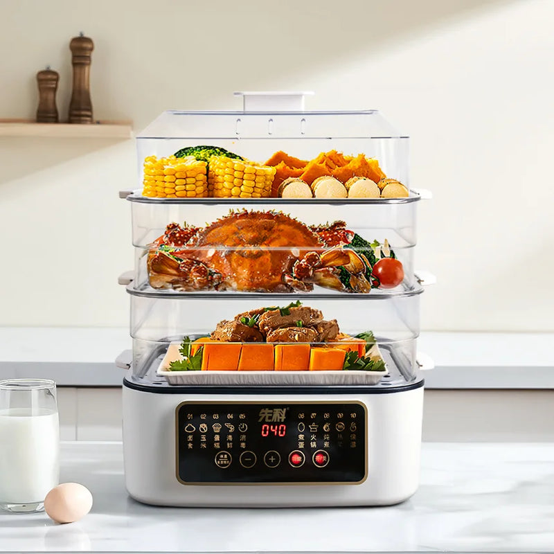 Multi-Layer Electric Food Steamer with Timer