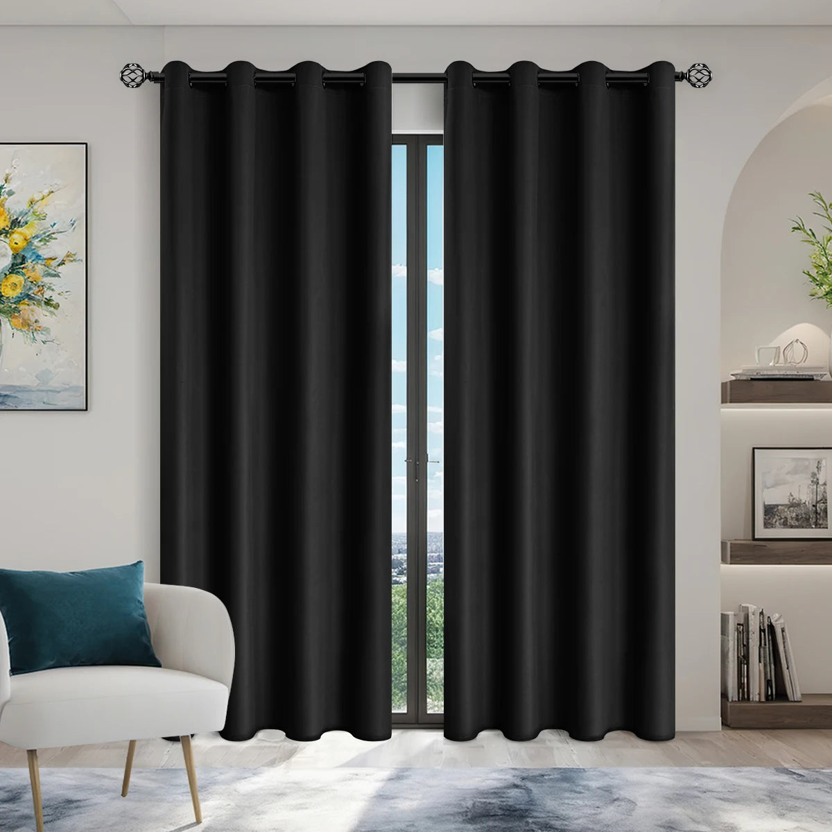 100% Blackout Solid Color Curtains for Bedroom and Living Room