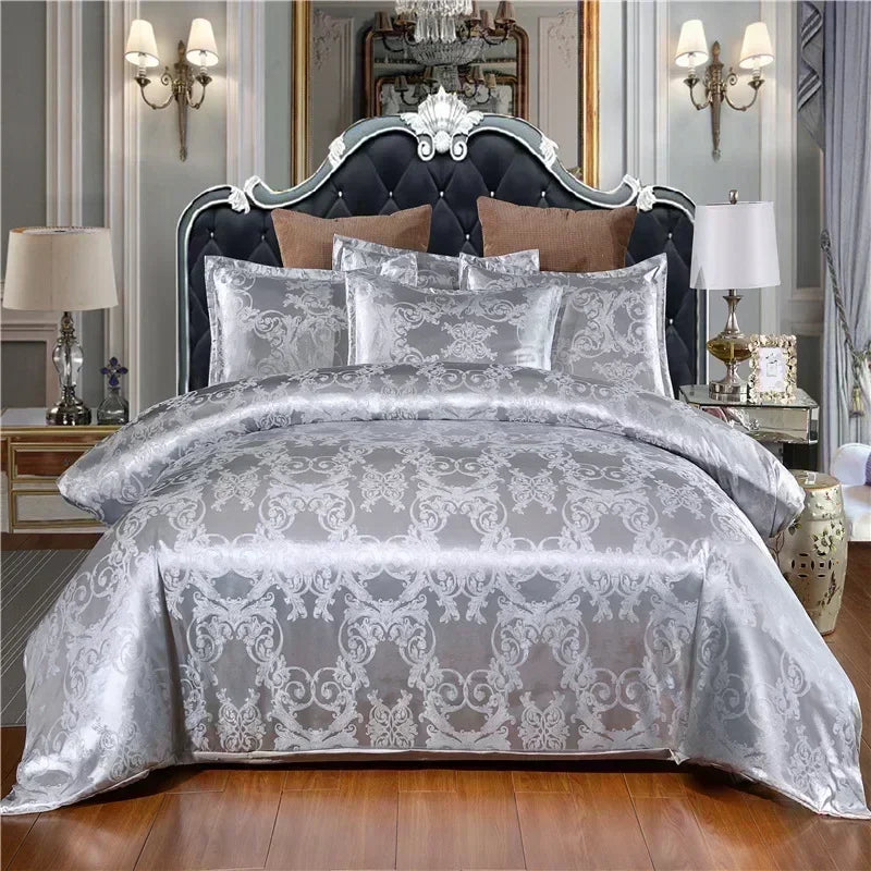 Silver Royal Luxury Duvet Cover Set with Pillowcases