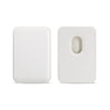 A white premium leather wallet case with a cutout for a card or ID.