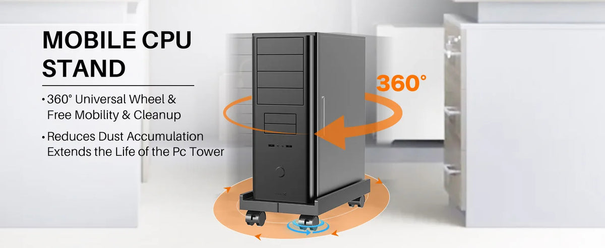 Adjustable Mobile CPU Tower Stand with Wheels