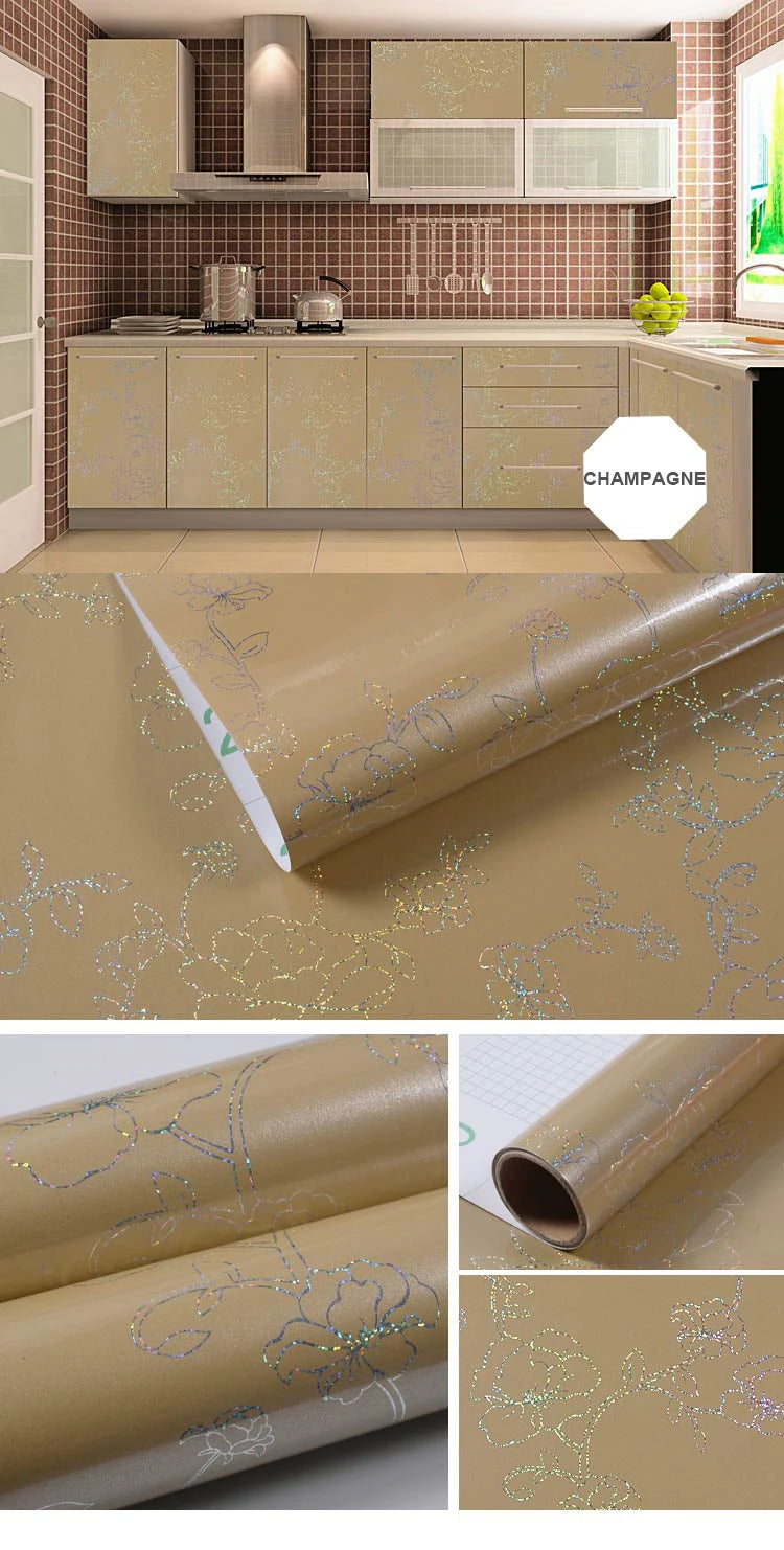 Black Self-Adhesive Waterproof Wallpaper for Kitchen & Furniture Renovation