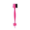 A bright pink edge control brush with black bristles for styling hairlines and wigs.