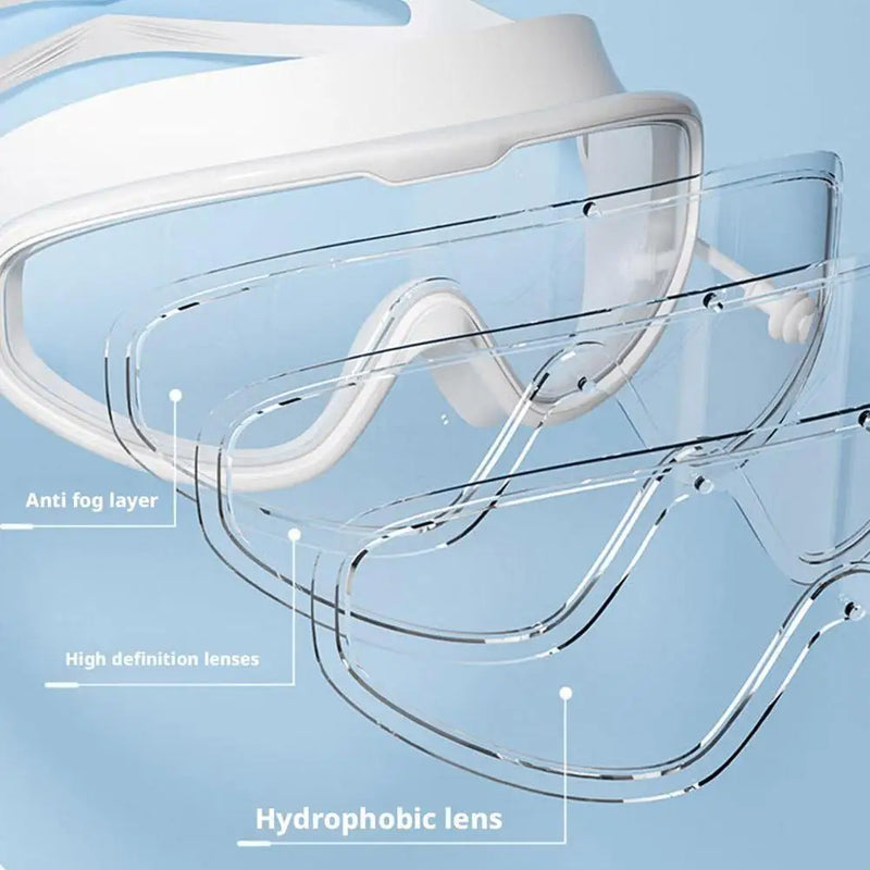 Anti-Fog Swim Goggles with Integrated Earplugs