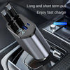 120W 4-in-1 Retractable Car Charger with Dual USB and Type-C Ports