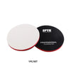A black polishing pad with a white center and red edge, labeled as a professional polishing pad for orange-peel removal.