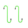 A bright green brake caliper hanger S-hook tool used for auto repair.