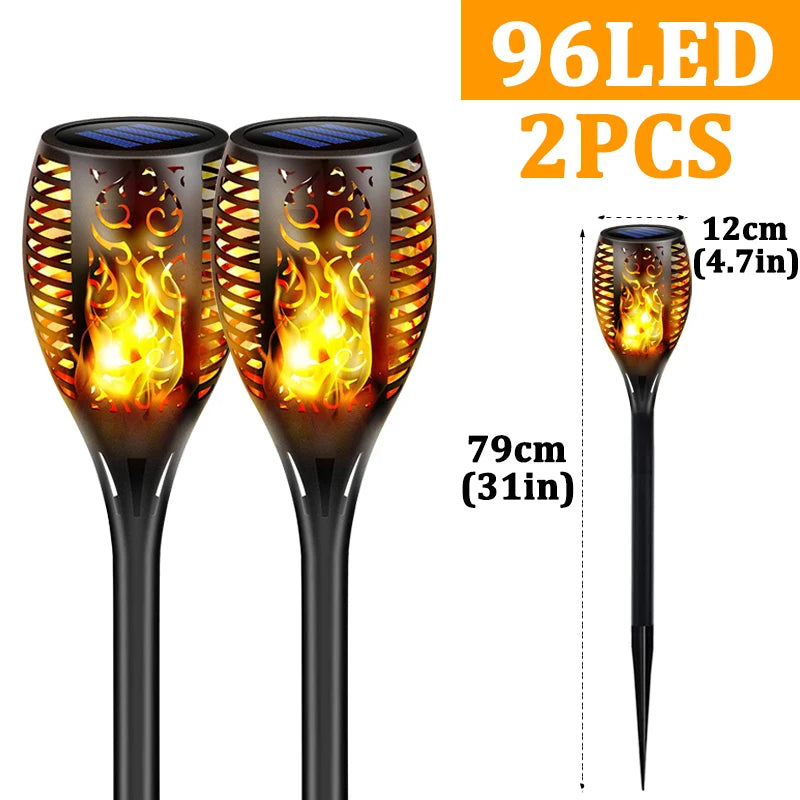 Solar-Powered Flickering Flame Torch Lights