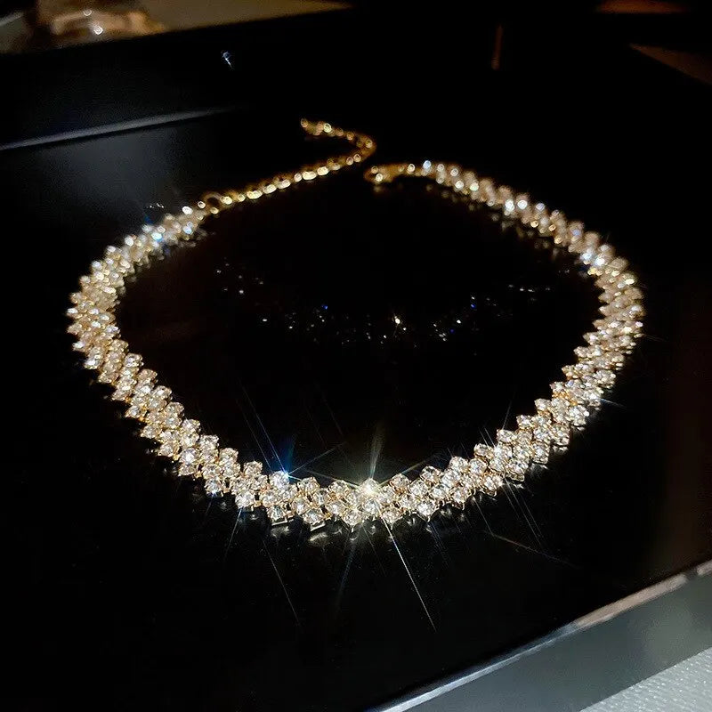 Geometric Rhinestone Choker Necklace
