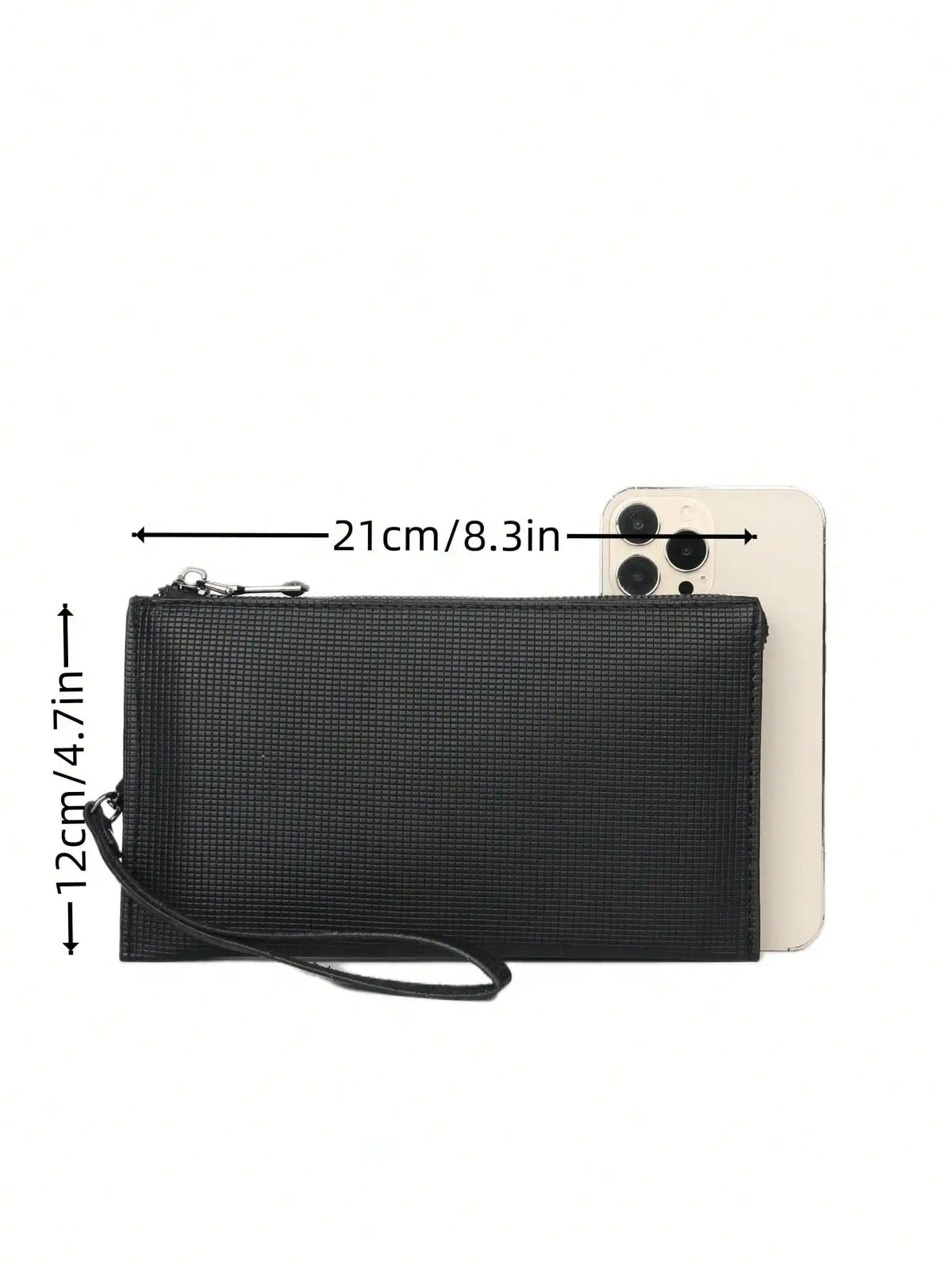 Elegant PU Leather Clutch with Dual Compartments and Wristlet Strap