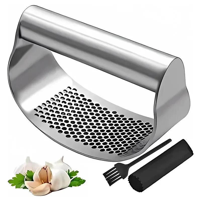 Stainless Steel Garlic Press with Ergonomic Handle
