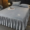 Cozy Milk Velvet Bed Skirt with Non-Slip Embroidered Trim