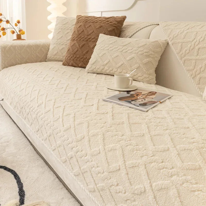 Plush Non-Slip Sofa Cover with Quilted Cotton