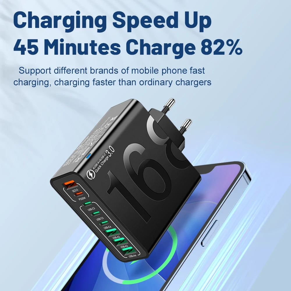 8-Port USB Wall Charger with 150W Fast Charging