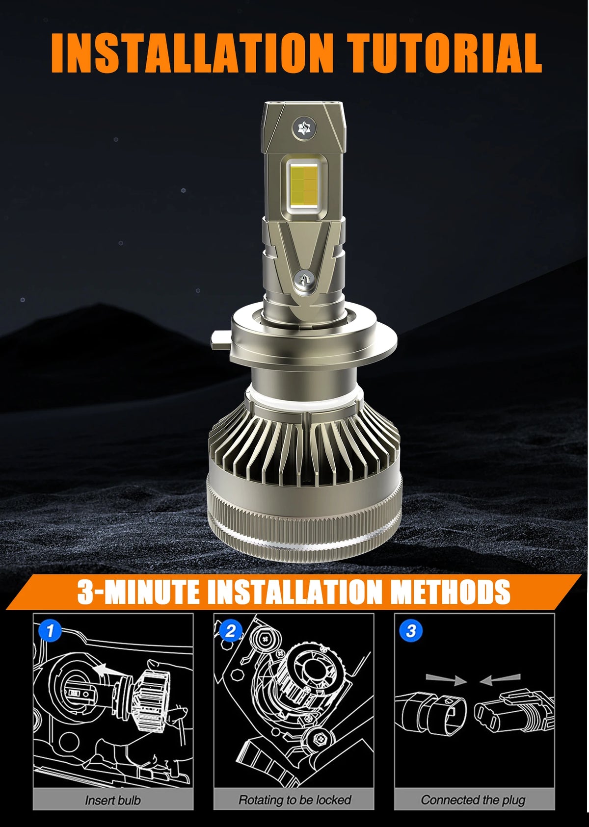 Smart App Control LED Headlight Bulbs with Triple Color Modes