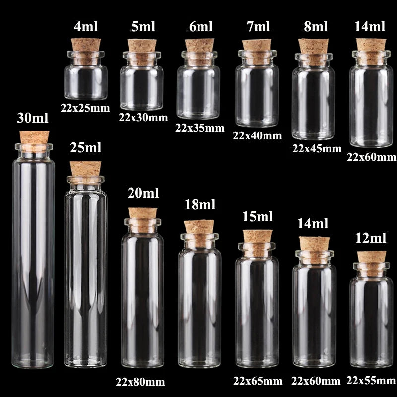 Mini Cork Stopper Glass Bottles for DIY Crafts & Decor