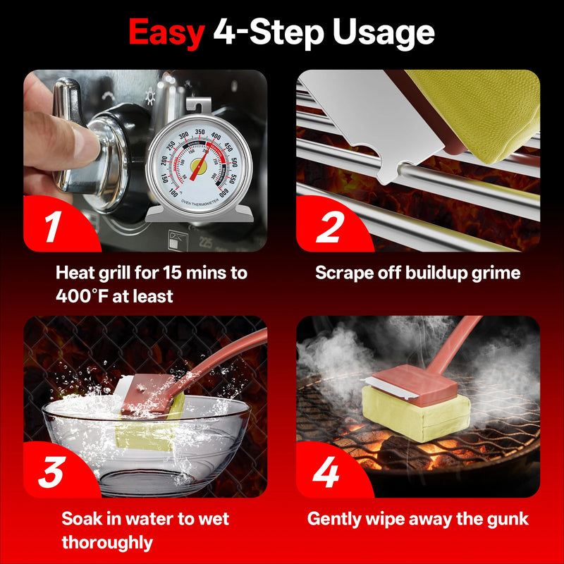 Bristle-Free Grill Cleaning Brush with Scraper