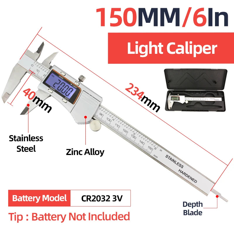 Stainless Steel Digital Caliper with LCD Display
