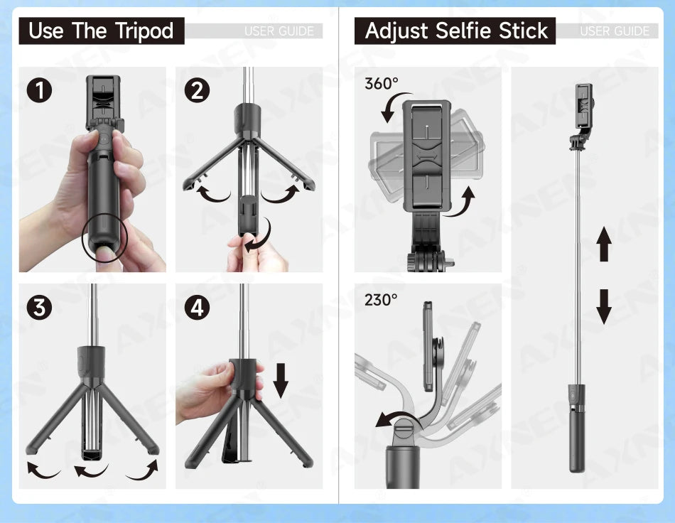 Portable Selfie Stick Tripod with Bluetooth Remote