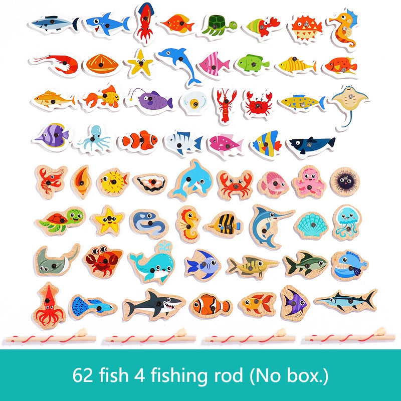 Montessori Wooden Magnetic Fishing Toy for Kids – Educational Marine Life Game