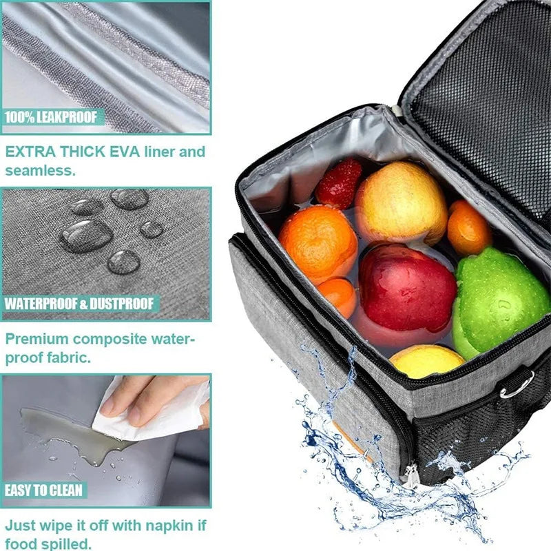 Insulated Thermal Shoulder Lunch Bag with Waterproof Lining