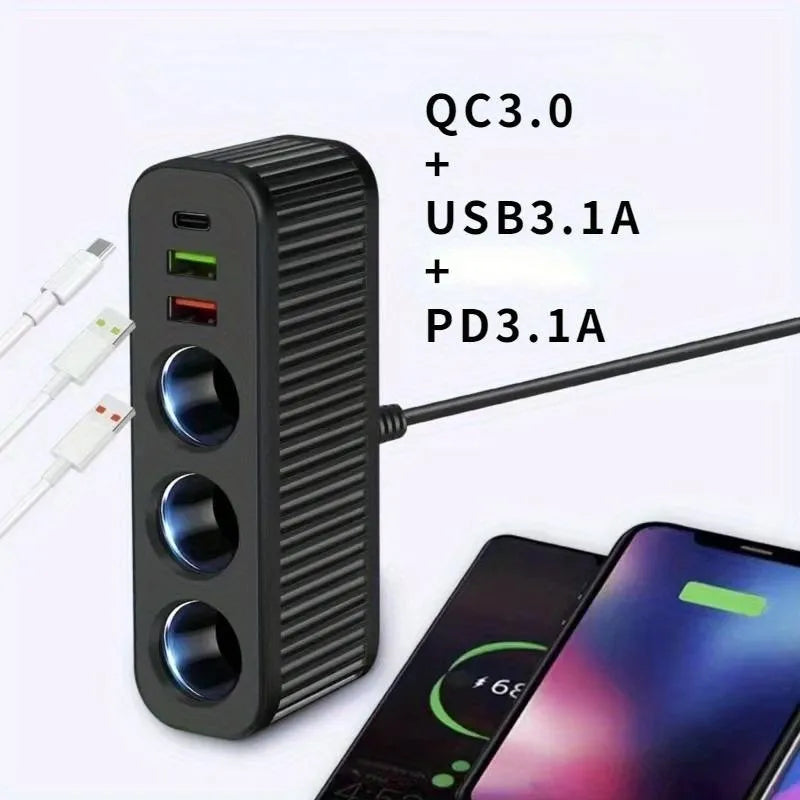 4-Port USB Car Charger with Fast Charging