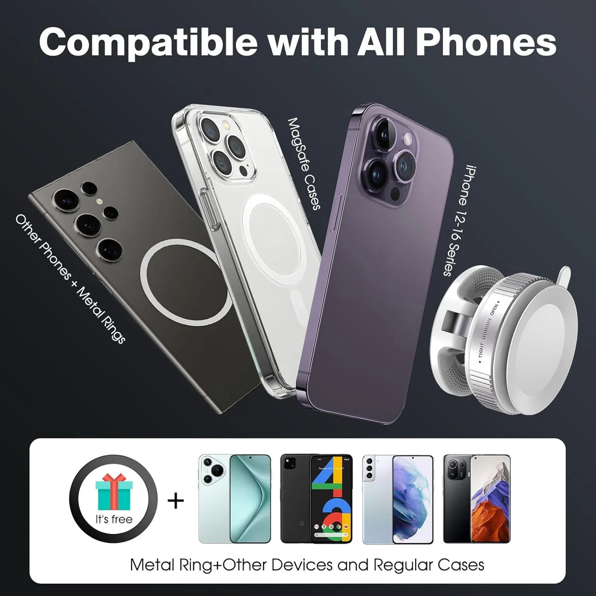 Foldable Magnetic Car Phone Mount with 360° Rotation