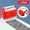 A red plastic bottle with a lid and an imprintable oil stamp on the label, demonstrating identity protection.