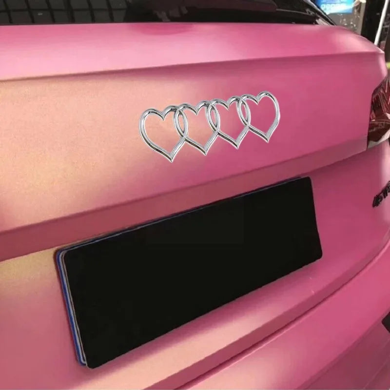 Heart Chain Car Decal – 3D Chrome Emblem for Truck, SUV & Sedan Trunk