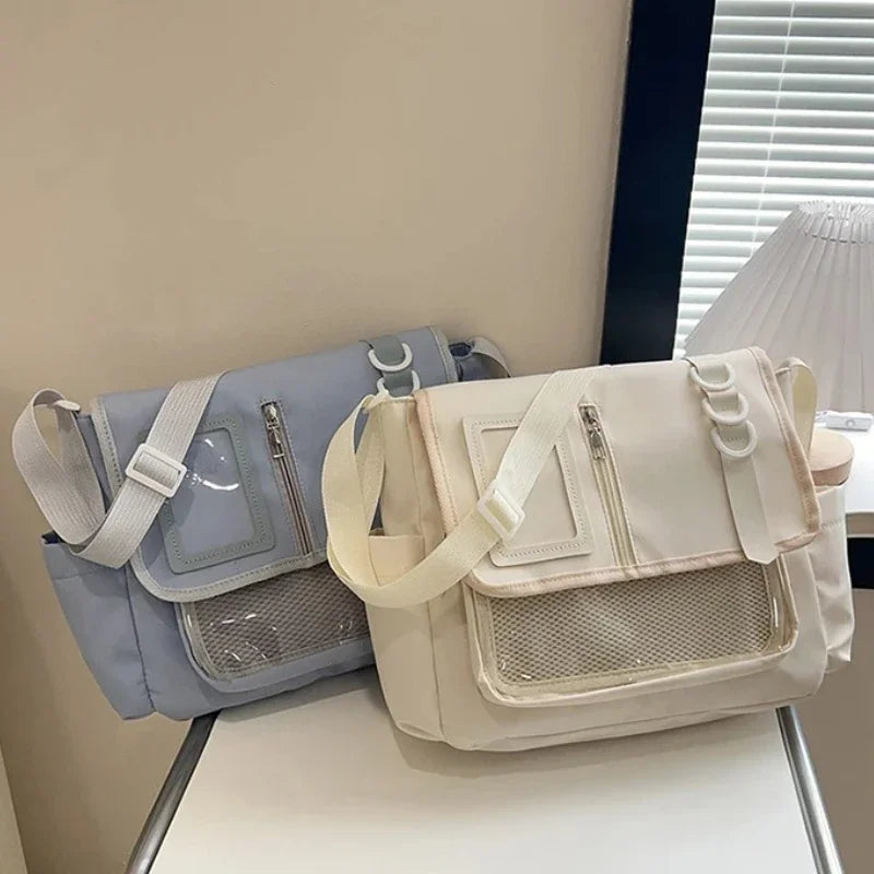 Y2K Transparent Ita Bag with DIY Badge Display Panel